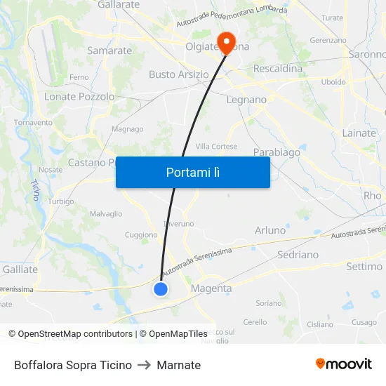 Boffalora Sopra Ticino to Marnate map