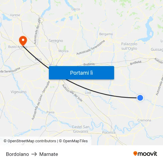 Bordolano to Marnate map