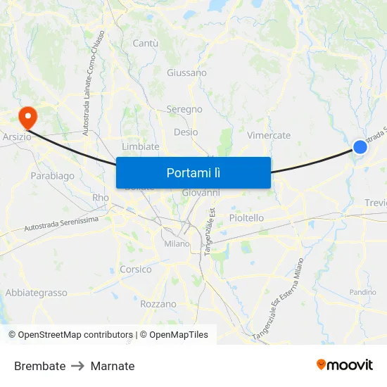 Brembate to Marnate map