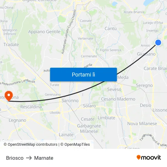 Briosco to Marnate map
