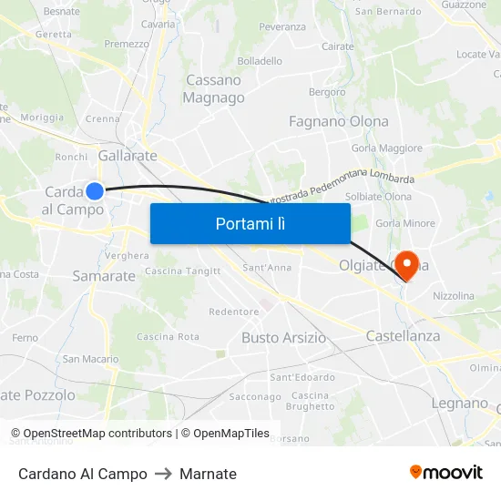 Cardano Al Campo to Marnate map