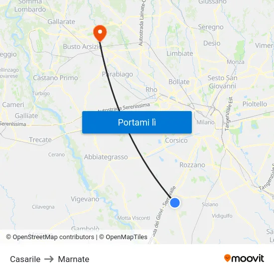 Casarile to Marnate map