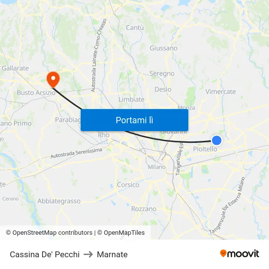 Cassina De' Pecchi to Marnate map