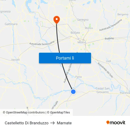 Castelletto Di Branduzzo to Marnate map