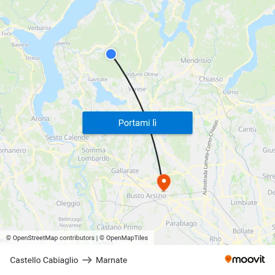 Castello Cabiaglio to Marnate map
