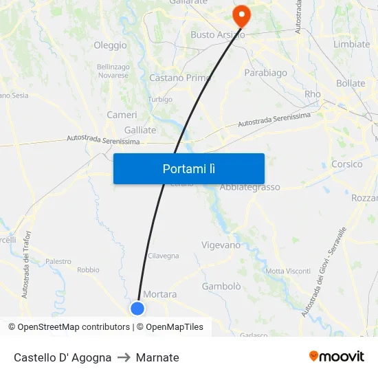Castello D' Agogna to Marnate map