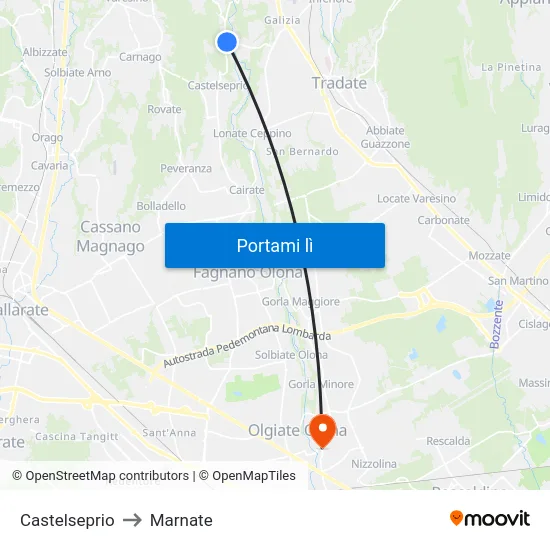 Castelseprio to Marnate map