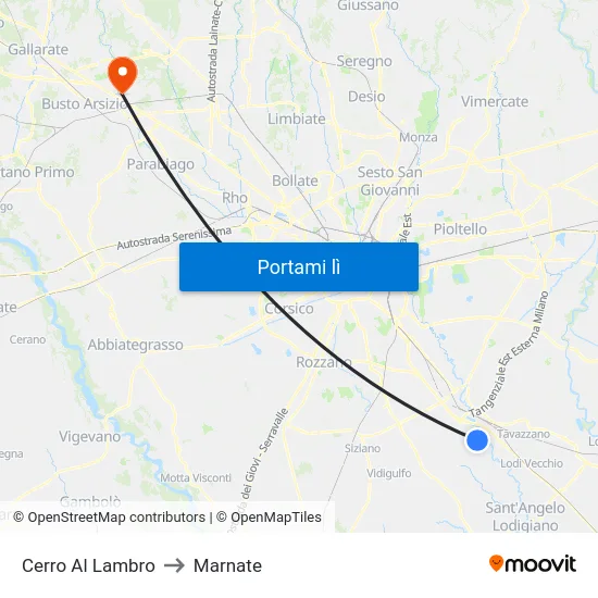 Cerro Al Lambro to Marnate map