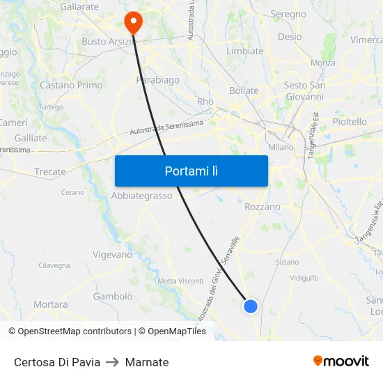 Certosa Di Pavia to Marnate map