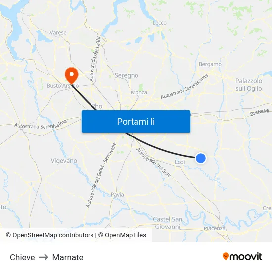 Chieve to Marnate map