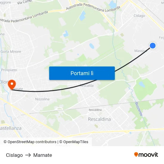 Cislago to Marnate map