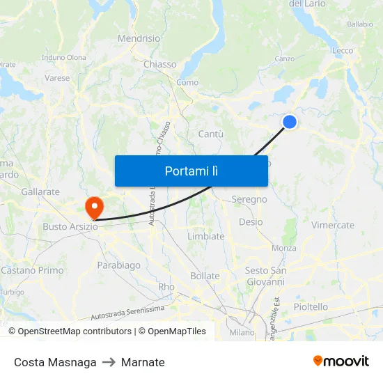 Costa Masnaga to Marnate map