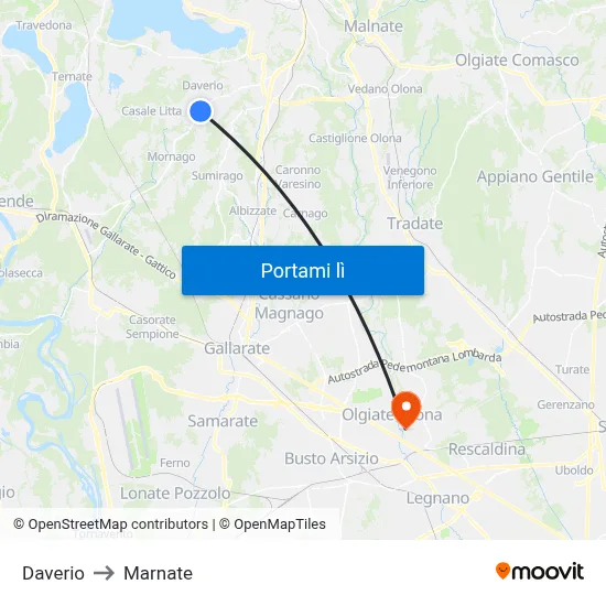 Daverio to Marnate map