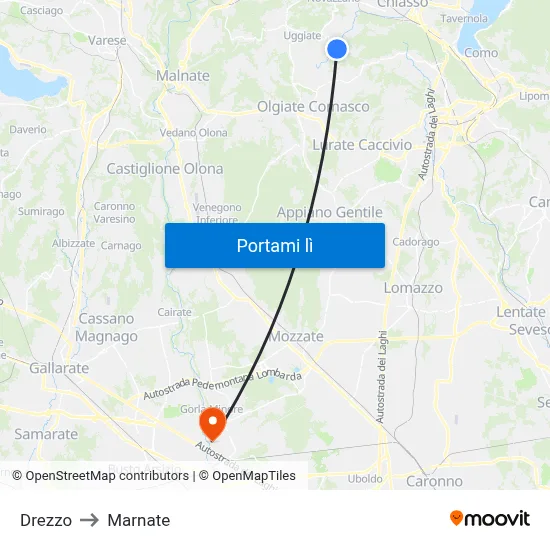Drezzo to Marnate map