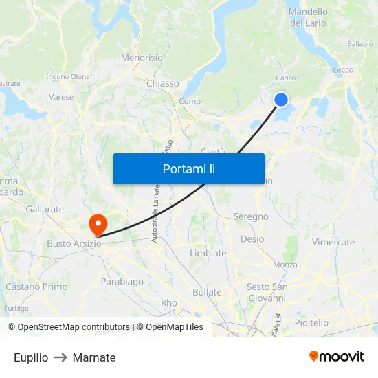 Eupilio to Marnate map