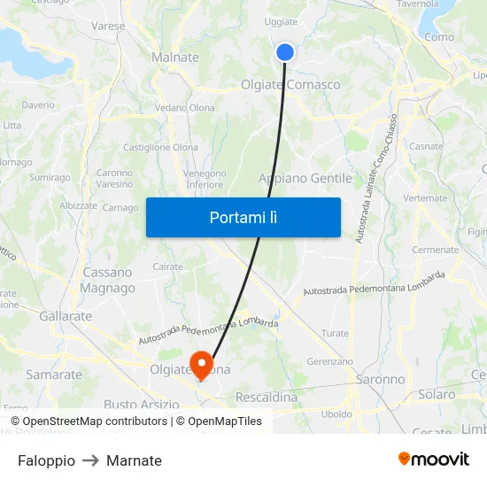 Faloppio to Marnate map