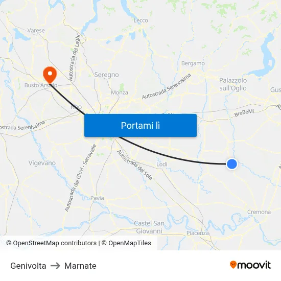 Genivolta to Marnate map