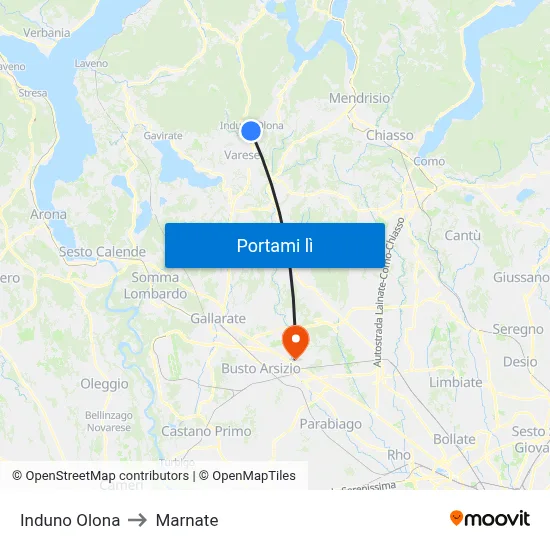 Induno Olona to Marnate map