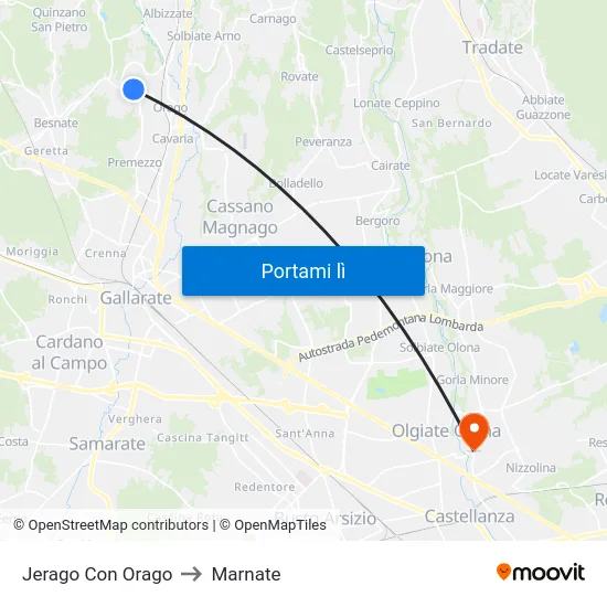 Jerago Con Orago to Marnate map