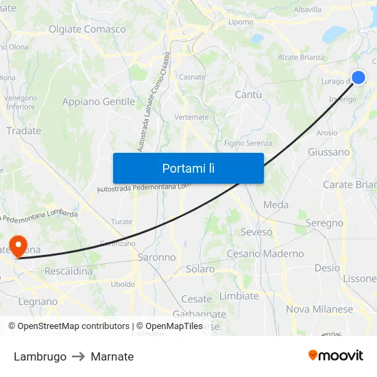 Lambrugo to Marnate map