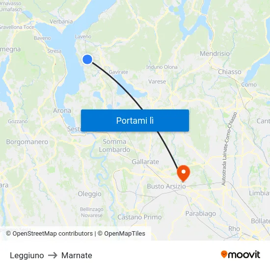 Leggiuno to Marnate map