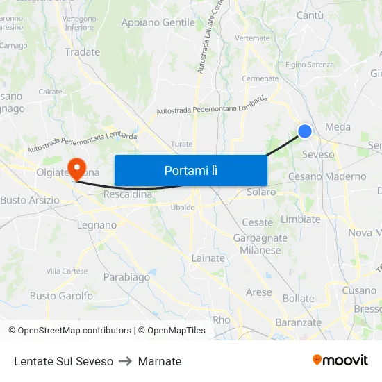 Lentate Sul Seveso to Marnate map