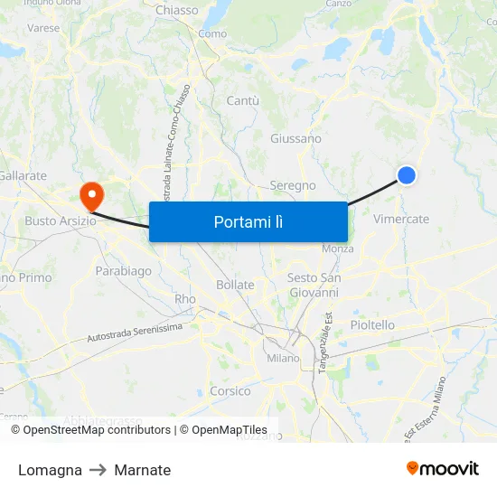 Lomagna to Marnate map