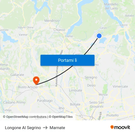 Longone Al Segrino to Marnate map