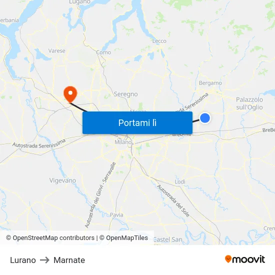 Lurano to Marnate map