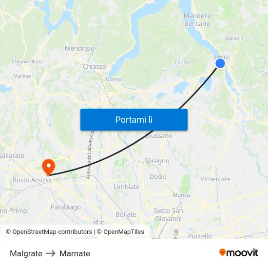 Malgrate to Marnate map