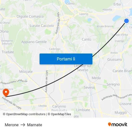Merone to Marnate map