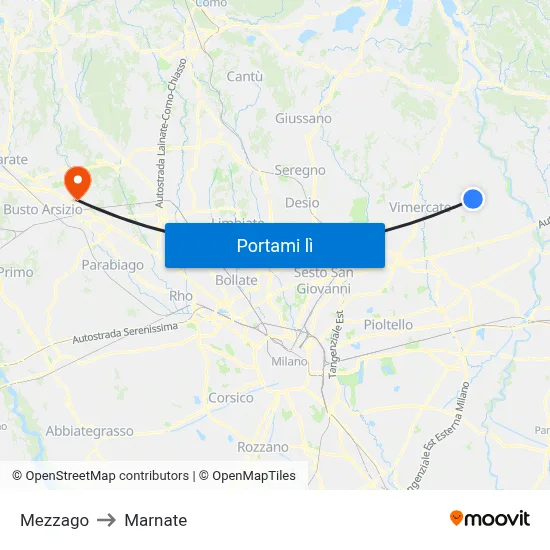 Mezzago to Marnate map