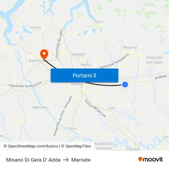 Misano Di Gera D' Adda to Marnate map