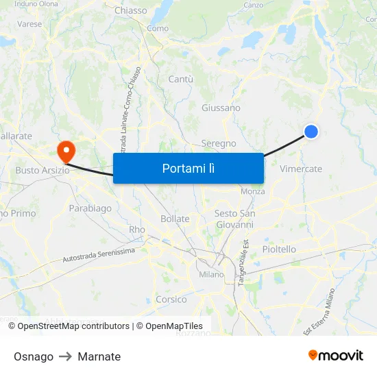 Osnago to Marnate map