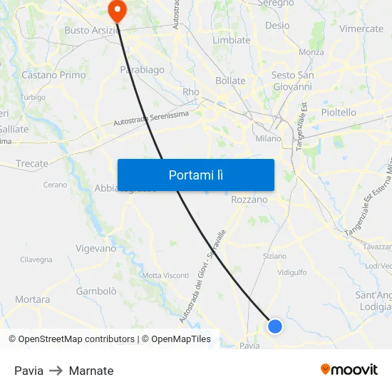 Pavia to Marnate map
