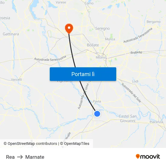 Rea to Marnate map