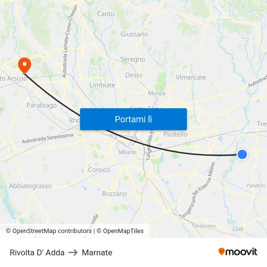 Rivolta D' Adda to Marnate map