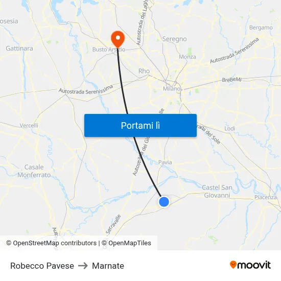 Robecco Pavese to Marnate map