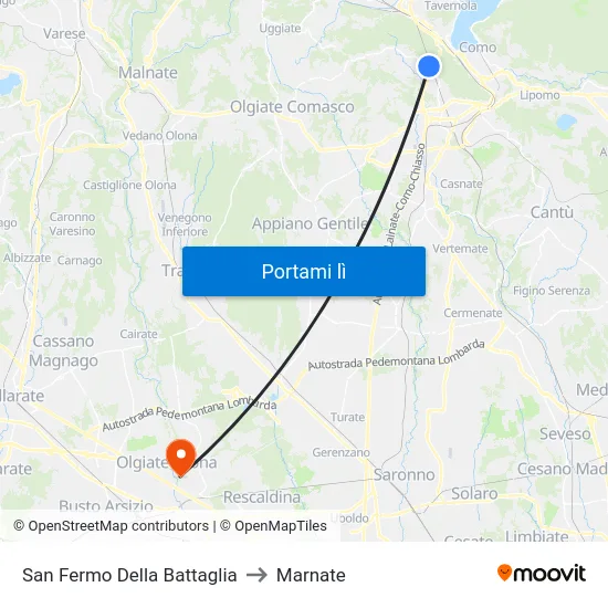 San Fermo Della Battaglia to Marnate map