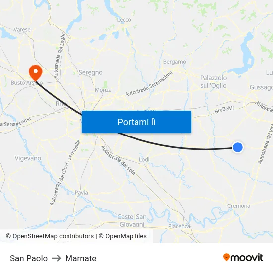 San Paolo to Marnate map