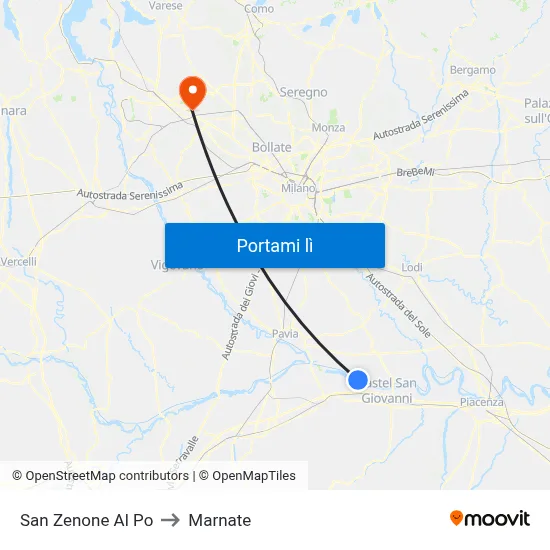 San Zenone Al Po to Marnate map