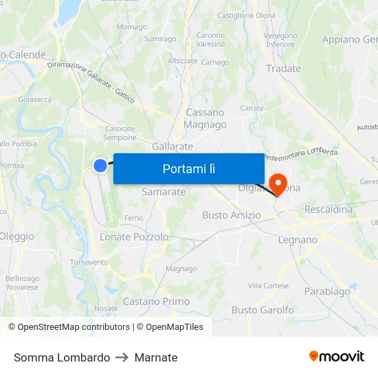 Somma Lombardo to Marnate map