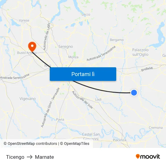 Ticengo to Marnate map
