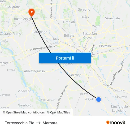 Torrevecchia Pia to Marnate map