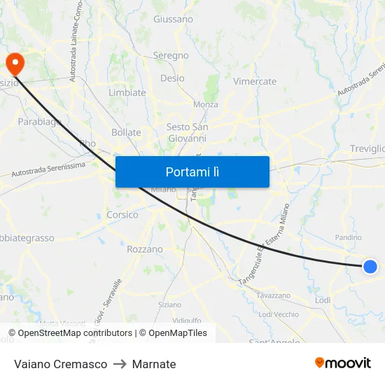 Vaiano Cremasco to Marnate map