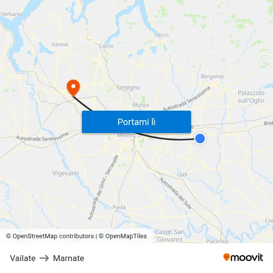 Vailate to Marnate map
