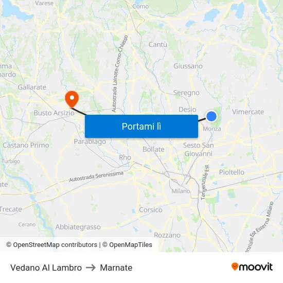 Vedano Al Lambro to Marnate map