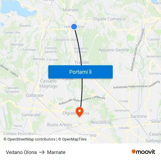 Vedano Olona to Marnate map