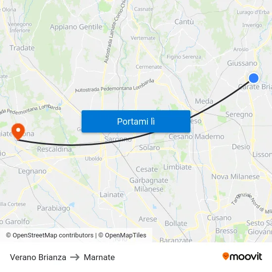 Verano Brianza to Marnate map