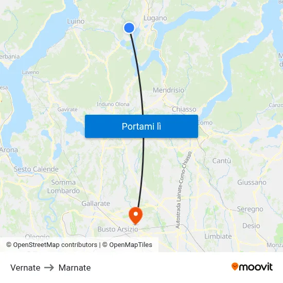 Vernate to Marnate map